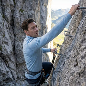 Bielizna termoaktywna Finn Zip 210 męska, kolor Blue Aletsch, wełna merynosów, Fjork Merino