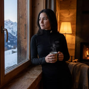 Bielizna termoaktywna Bjork Zip 210 damska, kolor Black Laax, wełna merynosów, Fjork Merino